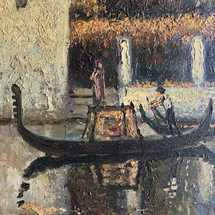 European Canal River Scene Art with Boat Oil Painting Classic Artwork Framed - HollandArtShop