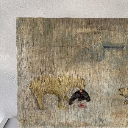Expressive Animals Oil Painting "Golden Dog" Fine Small Artwork - HollandArtShop