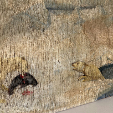 Expressive Animals Oil Painting "Golden Dog" Fine Small Artwork - HollandArtShop
