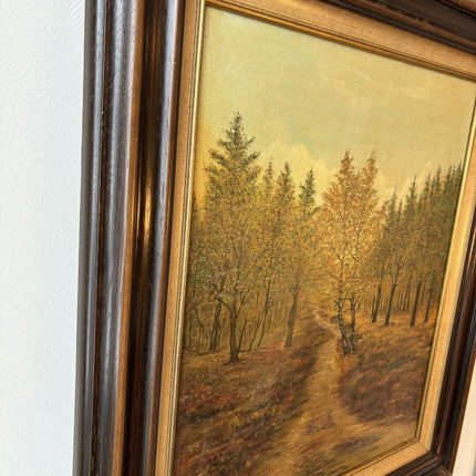 Expressive Landscape Oil Painting "Autumn Pathway" Vintage Large Art - HollandArtShop