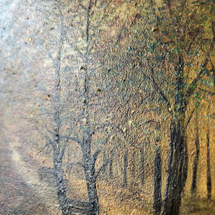 Expressive Landscape Oil Painting "Autumn Pathway" Vintage Large Art - HollandArtShop