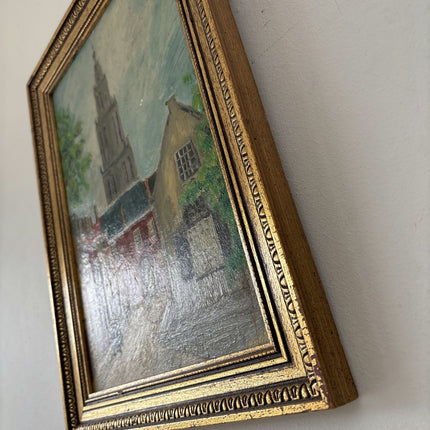 Expressive Oil Painting Cityscape "Towering Steeple" Striking Medium Art - HollandArtShop