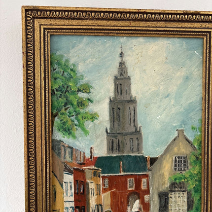 Expressive Oil Painting Cityscape "Towering Steeple" Striking Medium Art - HollandArtShop
