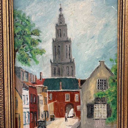 Expressive Oil Painting Cityscape "Towering Steeple" Striking Medium Art - HollandArtShop