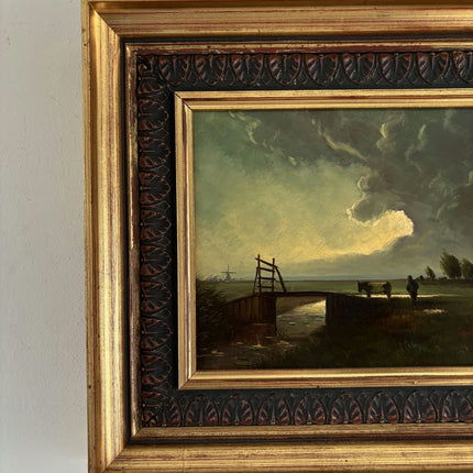 Expressive Oil Painting Landscape "Bridging Pastures" Figurative Small Art - HollandArtShop