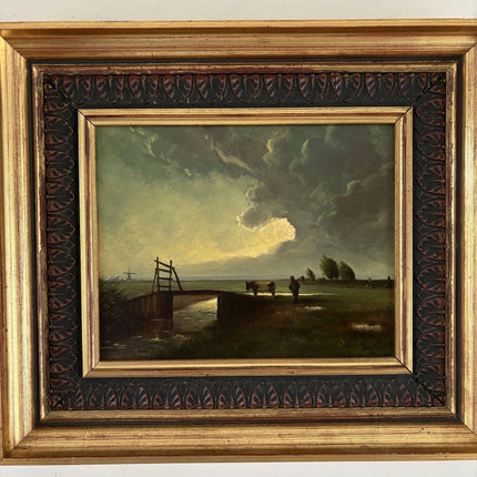 Expressive Oil Painting Landscape "Bridging Pastures" Figurative Small Art - HollandArtShop