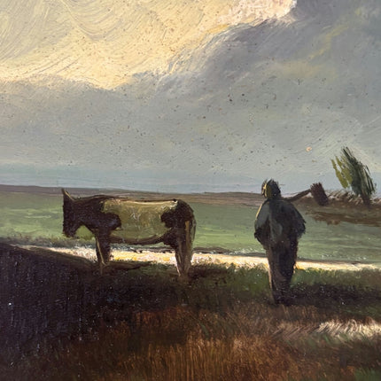 Expressive Oil Painting Landscape "Bridging Pastures" Figurative Small Art - HollandArtShop