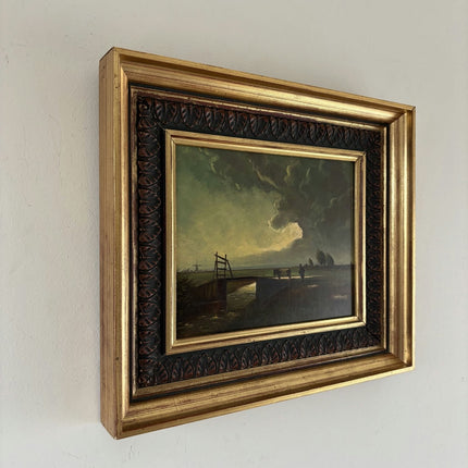 Expressive Oil Painting Landscape "Bridging Pastures" Figurative Small Art - HollandArtShop