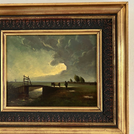 Expressive Oil Painting Landscape "Bridging Pastures" Figurative Small Art - HollandArtShop