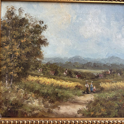 Expressive Oil Painting Landscape "Country Walkers" Original Medium Artwork - HollandArtShop
