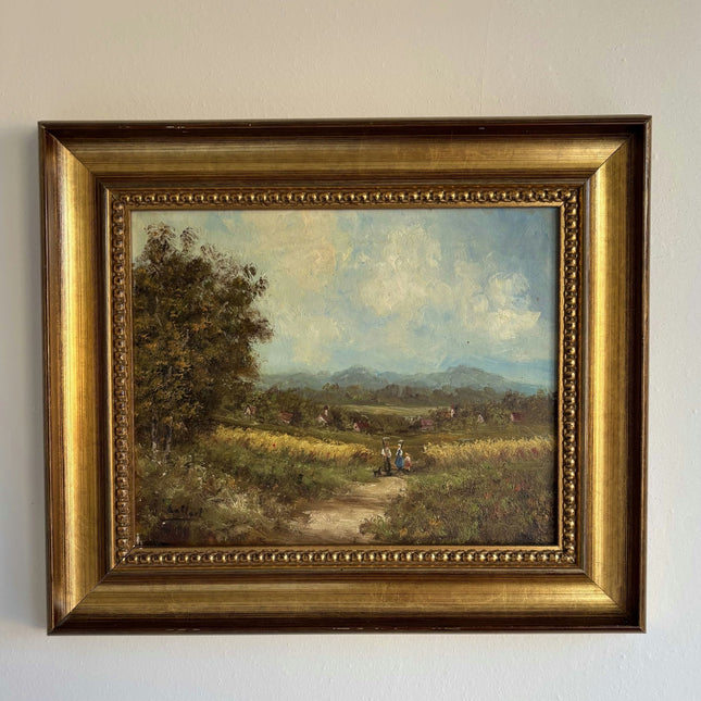 Expressive Oil Painting Landscape "Country Walkers" Original Medium Artwork - HollandArtShop