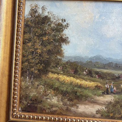 Expressive Oil Painting Landscape "Country Walkers" Original Medium Artwork - HollandArtShop