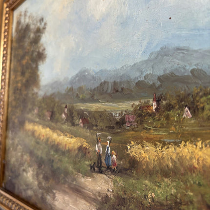 Expressive Oil Painting Landscape "Country Walkers" Original Medium Artwork - HollandArtShop