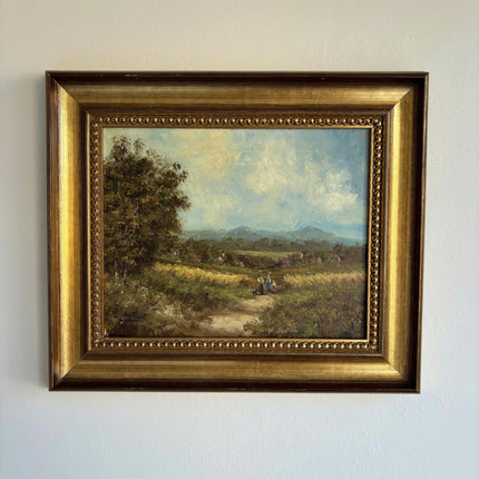 Expressive Oil Painting Landscape "Country Walkers" Original Medium Artwork - HollandArtShop