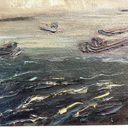 Expressive Oil Painting Seascape "Fishing Boats" Wonderful Belgique Art - HollandArtShop