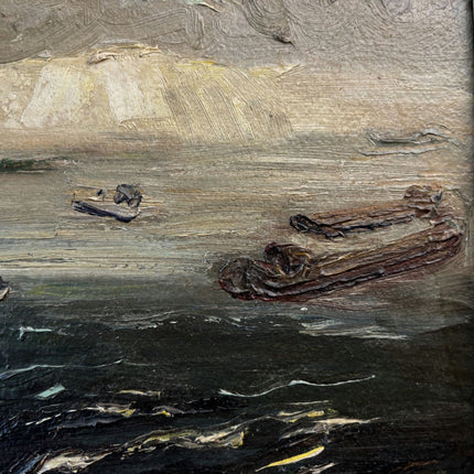 Expressive Oil Painting Seascape "Fishing Boats" Wonderful Belgique Art - HollandArtShop