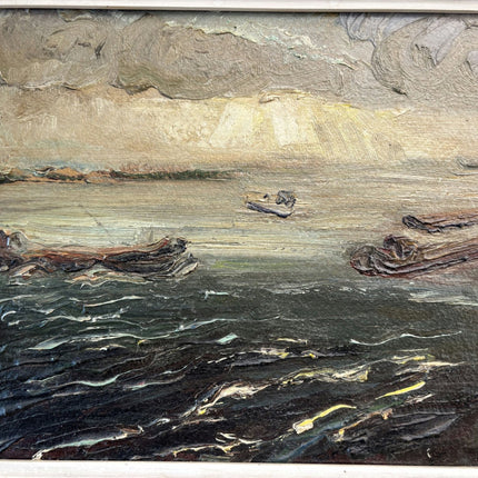Expressive Oil Painting Seascape "Fishing Boats" Wonderful Belgique Art - HollandArtShop