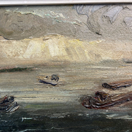 Expressive Oil Painting Seascape "Fishing Boats" Wonderful Belgique Art - HollandArtShop