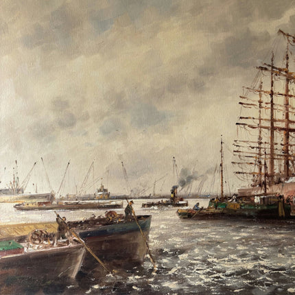 Expressive Seascape Oil Painting "Sailing Ship" Handcrafted Large Artwork - HollandArtShop