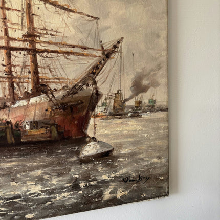 Expressive Seascape Oil Painting "Sailing Ship" Handcrafted Large Artwork - HollandArtShop