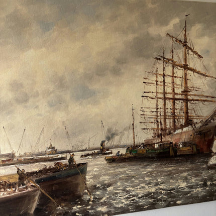 Expressive Seascape Oil Painting "Sailing Ship" Handcrafted Large Artwork - HollandArtShop
