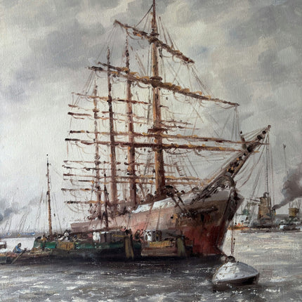 Expressive Seascape Oil Painting "Sailing Ship" Handcrafted Large Artwork - HollandArtShop