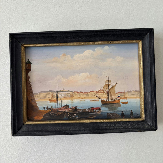 Expressive Seascape Oil Painting "Sailing Vessel" Vintage Small Artwork - HollandArtShop