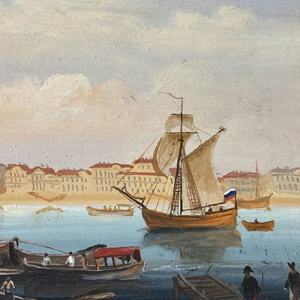 Expressive Seascape Oil Painting "Sailing Vessel" Vintage Small Artwork - HollandArtShop