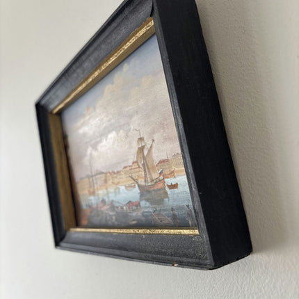 Expressive Seascape Oil Painting "Sailing Vessel" Vintage Small Artwork - HollandArtShop