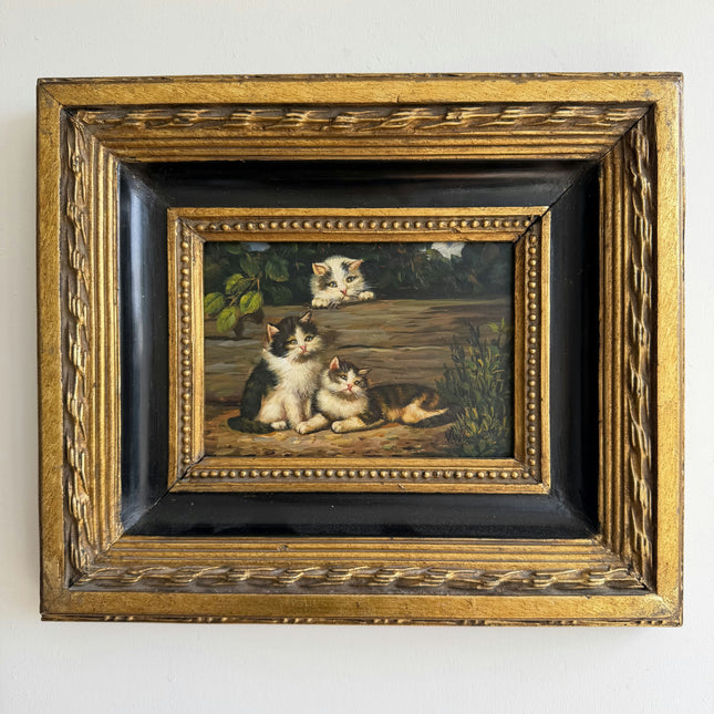 Detailed Animals Oil Painting "Three Kittens" Expressive Small Artwork Holland Art Shop
