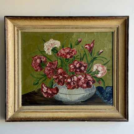 Rustic Floral Still Life Oil Painting "Pink Bouquet" Original Art Holland Art Shop