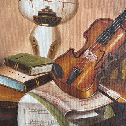 Elegant Still Life Oil Painting "Resting Violin" Expressive Art Holland Art Shop