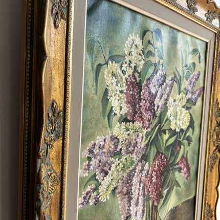 Detailed Floral Still Life Oil Painting "Lilac Bouquet" Expressive Artwork Holland Art Shop