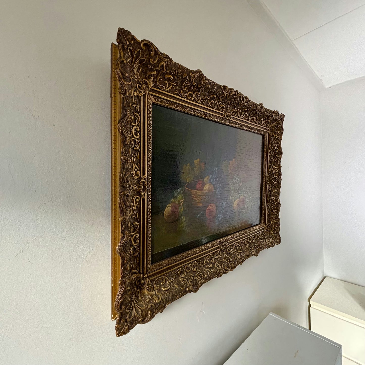 Original Oil Painting Still Life "Fruit Bowl Arrangement" Wonderful Large Art