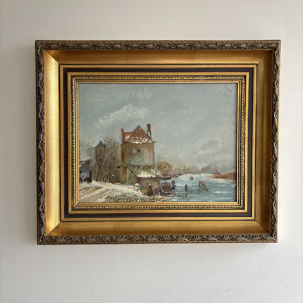 Elegant Winter Landscape Oil Painting "Gold Frame" Detailed Art Holland Art Shop