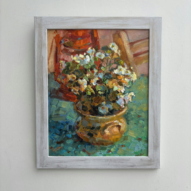 Rustic Floral Still Life Oil Painting "Flower Vase" Vintage Small Art Holland Art Shop