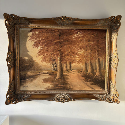 Figurative Landscape Oil Painting "Autumn Pathway" Refined Large Art