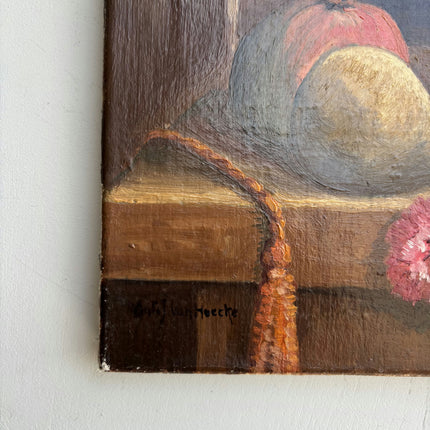 Detailed Floral Still Life Oil Painting "Blue Vase" Vintage Art Holland Art Shop