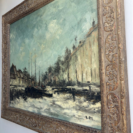 Elegant Harbor Scene Oil Painting "Boats Harbor" Timeless Large Artwork Holland Art Shop