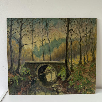 Remarkable Oil Painting Plein Air Landscape "Stone Bridge" Medium Artwork