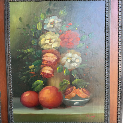 Expressive Floral Still Life Oil Painting "Peach Bowl" Timeless Small Art Holland Art Shop