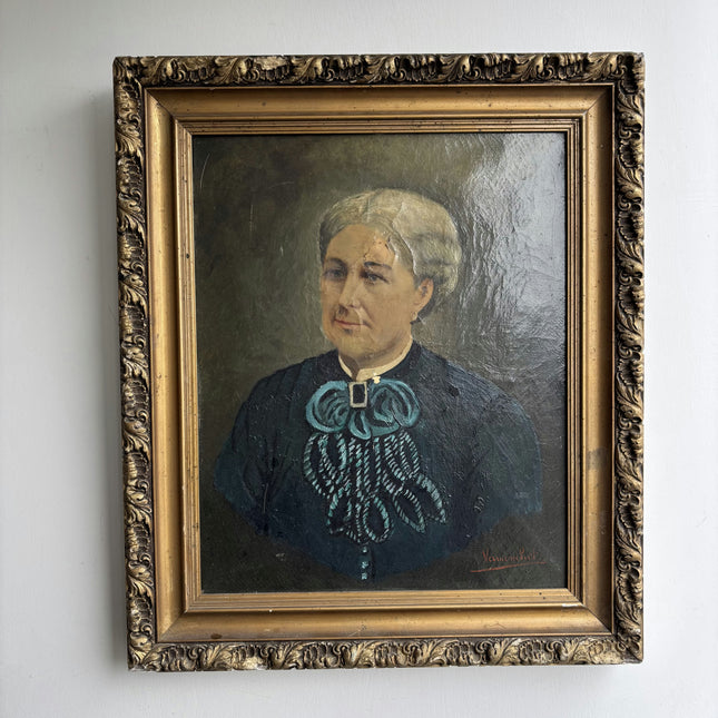 19th Century Antique Portrait Oil Painting "Elderly Woman" Art Holland Art Shop