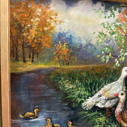 Elegant Animals Oil Painting "Pair Of Ducks" Detailed Small Artwork Holland Art Shop
