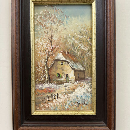 Elegant Winter Landscape Oil Painting "Snowy Cottage" Original Small Art Holland Art Shop