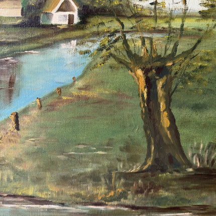 Timeless Landscape Oil Painting "Windmill Tower" Handcrafted Large Artwork Holland Art Shop
