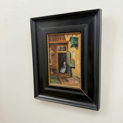 Timeless Cityscape Oil Painting "Seated Woman" Traditional Small Art Holland Art Shop