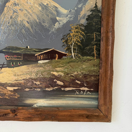Handcrafted Oil Painting Landscape "Mountain Cabin" Original Medium Art Holland Art Shop