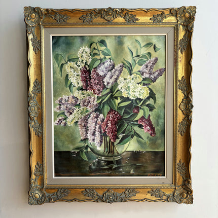 Detailed Floral Still Life Oil Painting "Lilac Bouquet" Expressive Artwork Holland Art Shop