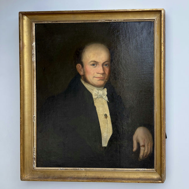 19th Century Antique Portrait Oil Painting "Seated Gentleman" Large Artwork Holland Art Shop