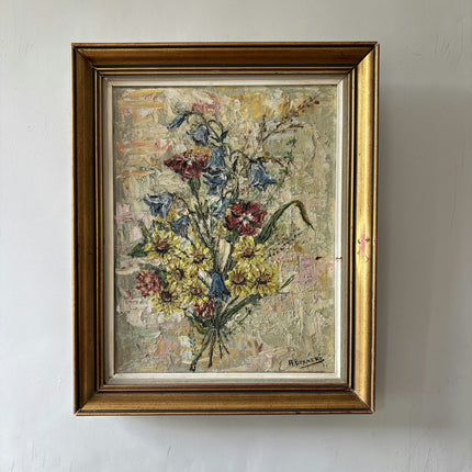 Detailed Flowery Still Life Oil Painting "Vase Flowers" Elegant Small Art Holland Art Shop
